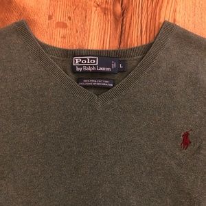 Polo Ralph Lauren cotton v-neck sweater L
